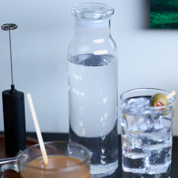 Glass Water Bottle w/ Lid 24 oz.